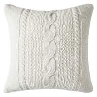 The Cozy Shop White Cable Knit Faux Fur Reversible Throw Pillow, 24"