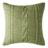 The Cozy Shop Olive Green Cable Knit Faux Fur Reversible Throw Pillow, 18"
