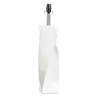 Off-White Ceramic Twisted Column Large Table Lamp Base, 23"
