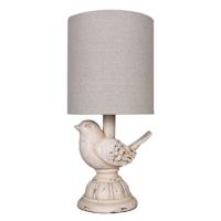 Off White Resin Bird Mini Lamp with Shade, 12.5"