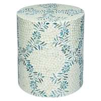 Floral Mother of Pearl and Capiz Accent Table, White