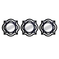 3-Piece Set Black Cloche Wall Mirrors, 10"