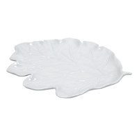 Homespun Fall White Leaf Serving Platter
