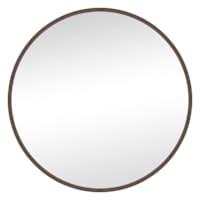 Brown Aluminum Round Wall Mirror, 14"