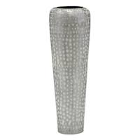 White Washed Hammered Metal Vase, 28"