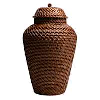 Brown Rattan Vase, 15.75"