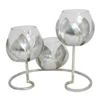 Silver Lotus 3 Candle Votive Candle Stand, 9.3"
