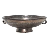 Bronze Ceramic Pedestal Bowl with Handles, 3.9x10.6