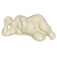 Tan Ceramic Laying Figurine, 10x5
