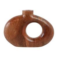 Natural Wood Cut-Out Vase, 10x7