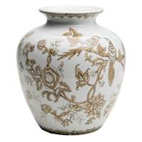 Brown Floral Ceramic Vase, 10"