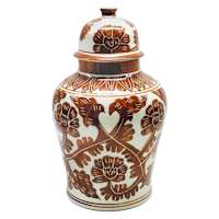 Brown Handpainted Ginger Jar, 13"