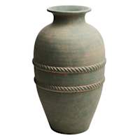 Neutral Ribbed Ceramic Vase, 18.5"