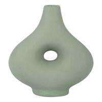 Dark Sage Green Ceramic Short Open Cut-Out Nomad Vase, 7"