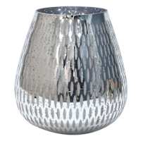 Silver Etched Mercury Glass Vase, 7"