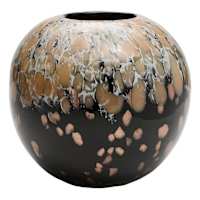 Black and Brown Reactive Glaze Vase, 8"