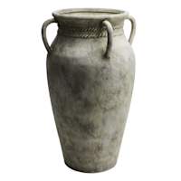 Grey Ceramic Vase with 3 Handles, 19.75"