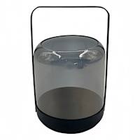 Grey Luster Glass Candleholder with Metal Handle, 5x7