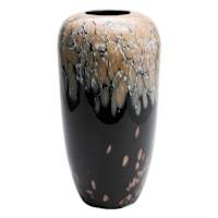 Black & Brown Reactive Glaze Vase, 13"