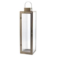 Copper Lantern with Ribbed Glass, 27.5"