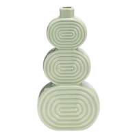 Cucumber Green Stacked Circles Ceramic Vase, 12"