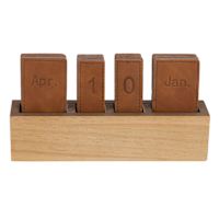Wood and Leather Table Calendar, 9x5
