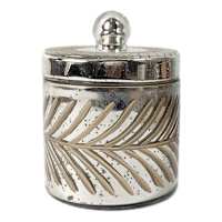 Silver Mercury Glass Box with Gold Etching, 6.5"