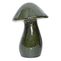 Olive Terra Ceramic Mushroom Figurine, 7"