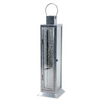 Silver Mercury Glass LED Taper Candle Lantern, 15.5"
