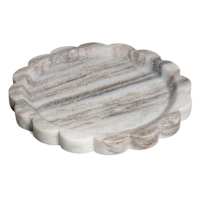 Round Scalloped Marble Trinket Tray, 8"