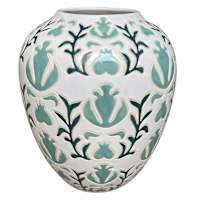 Green Ceramic Vase, 10.2"