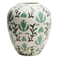 Green Ceramic Vase, 10"