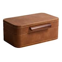 Brown Rectangle Leather Box, 8x5