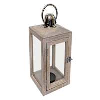 Whitewash Cole Wood Lantern, 18"