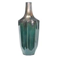 Jade and Copper Neck Ceramic Floor Vase, 25.2"