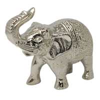 Silver Metal Elephant Figurine, 6x5