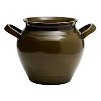 Olive Green Ceramic Jar with Handle, 12.75"