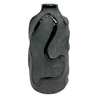 Black Abstract Ceramic Vase, 14"