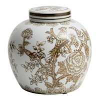 Brown Floral Ceramic Jar, 6.2"