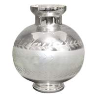 Silver Mercury Glass with Vertical Etch Vase, 8.5"