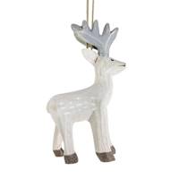 White Wooden Reindeer Ornament, 4.5"