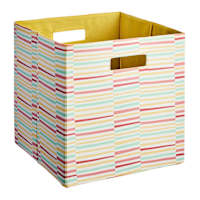 REAL SIMPLE Yellow Stripe Modular Storage Cube, 13"