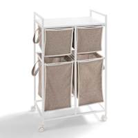 REAL SIMPLE Rolling 4-Compartment Laundry Sorter with Removable Bags Hamper