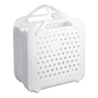 REAL SIMPLE White Plastic Collapsible Laundry Basket with Handles