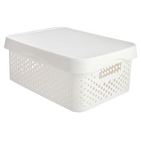 REAL SIMPLE White Plastic Storage Bin with Lid, Medium