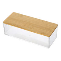 REAL SIMPLE Rectangle Cosmetic Organizer with Bamboo Lid