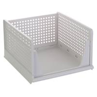 REAL SIMPLE Plastic Wide Collapsible Tall Stacking Closet Bin, Large