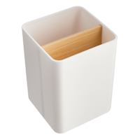 REAL SIMPLE White Pencil Cup with Bamboo