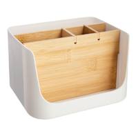 REAL SIMPLE 4-Section White Bamboo Pencil Cup