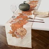 Homespun Harvest Orange Multi Pumpkin Semi Beaded Table Runner